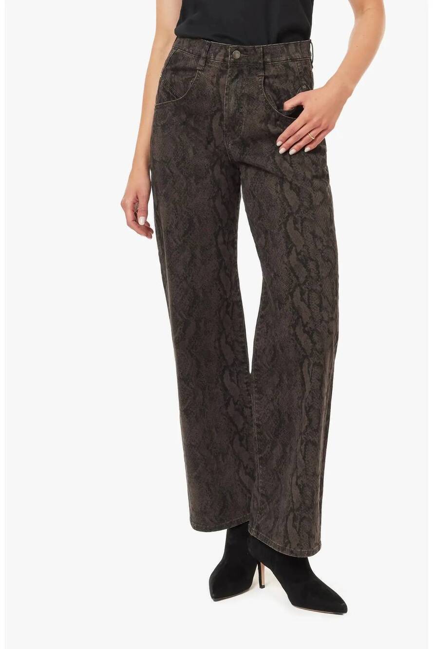 NEW HABITUAL blaine high waist straight jeans in brown snake print